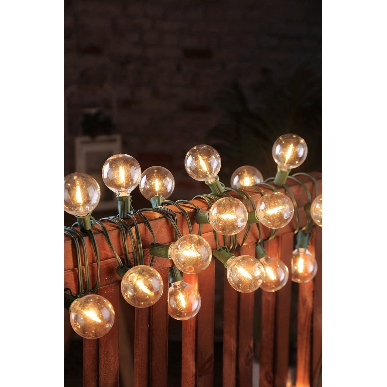 Indoor/Outdoor 25-Count LED Filament G50 Bulb Christmas String Lights, Warm White, Green Wire, 24', by Holiday Time