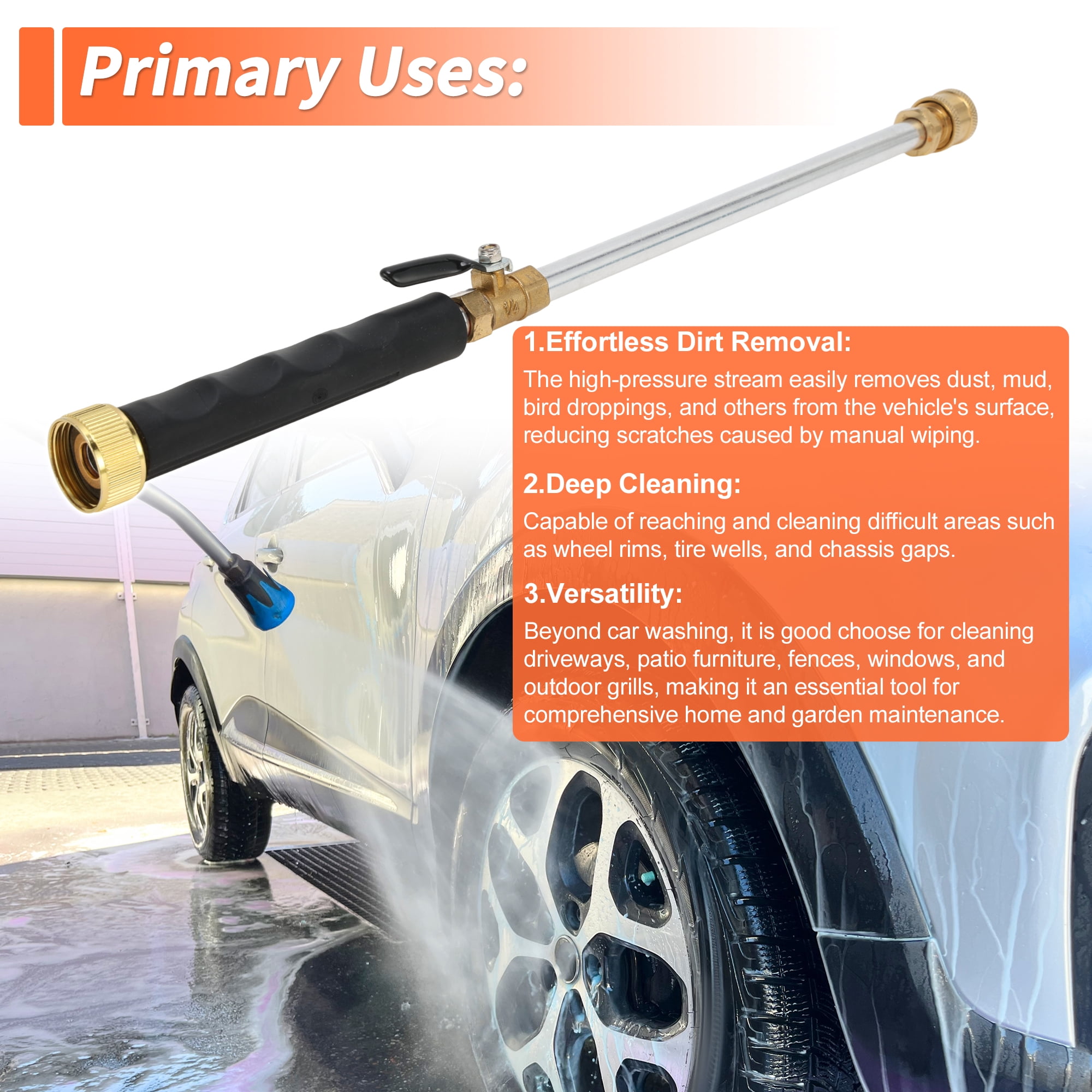 Unique Bargains Heavy Duty Water Hose Nozzle High Pressure Car Garden Hose Nozzle Adjustable Hand Sprayer for Gardening Vehicle Outdoor Washer Black 1 Pc