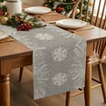 thumbnail image 2 of Burlap Table Runner 70 Inches Long,Merry Christmas Winter Snowflakes Gray Non-Slip Kitchen Table Runners for Dining Room Everyday Use Party Table Decorations White Botanical, 2 of 9