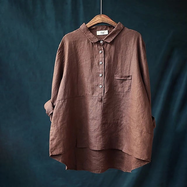 ICHUANYI Clearance Women's Summer Casual Round Neck Short Sleeve Flower Printing Loose Shirt Tops(Brown, XL) ICHUANYI WER2023081404330