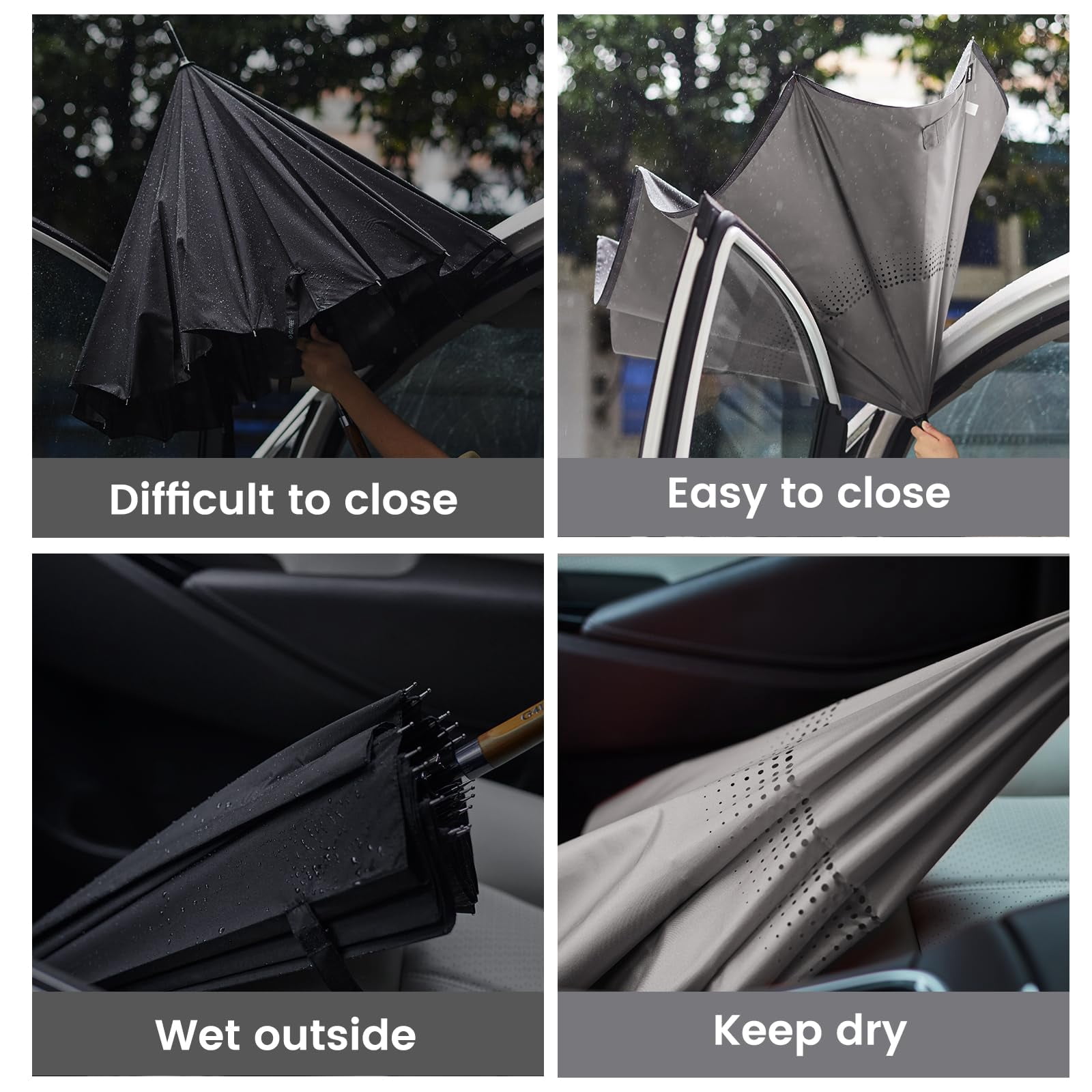 G4Free 48/62 Inch Large Inverted Reverse Umbrella with C-Shaped Handle, Windproof Double Layer Upside Down Car Rain Umbrellas for Men Women