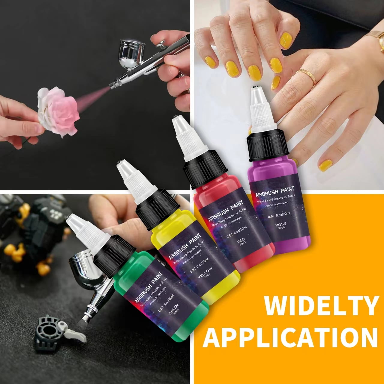 Airbrush Paint，EKOHERR 12-Color Acrylic Airbrush Paint Set