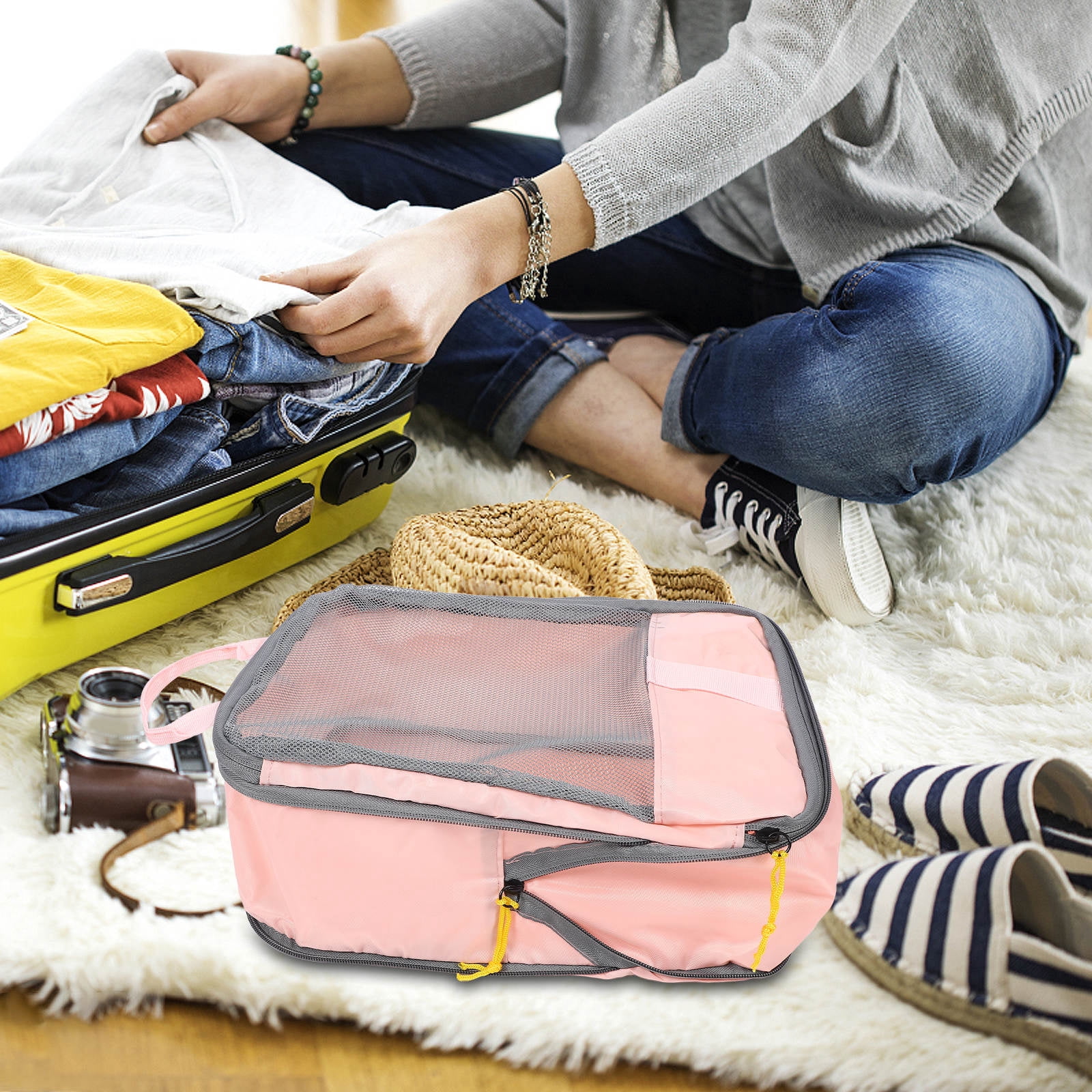 FOMIYES 3-Piece Travel Packing Cubes Set, Lightweight Oxford Cloth Storage Organizers for Suitcase and Luggage