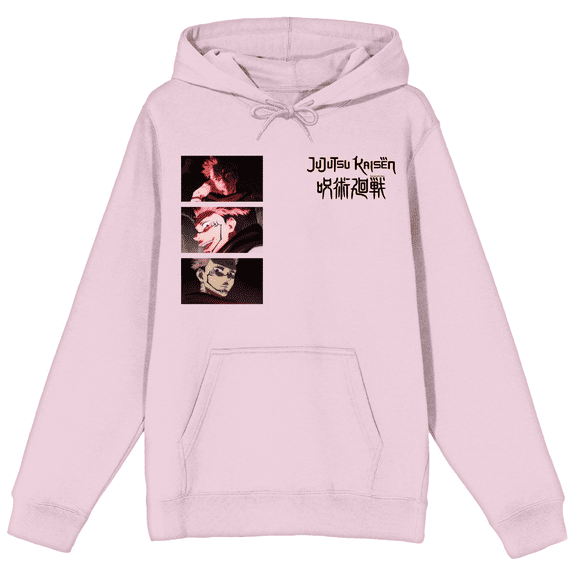 Jujutsu Kaisen Multi Screenshot Long Sleeve Cradle Pink Men's Hooded Sweatshirt-Large