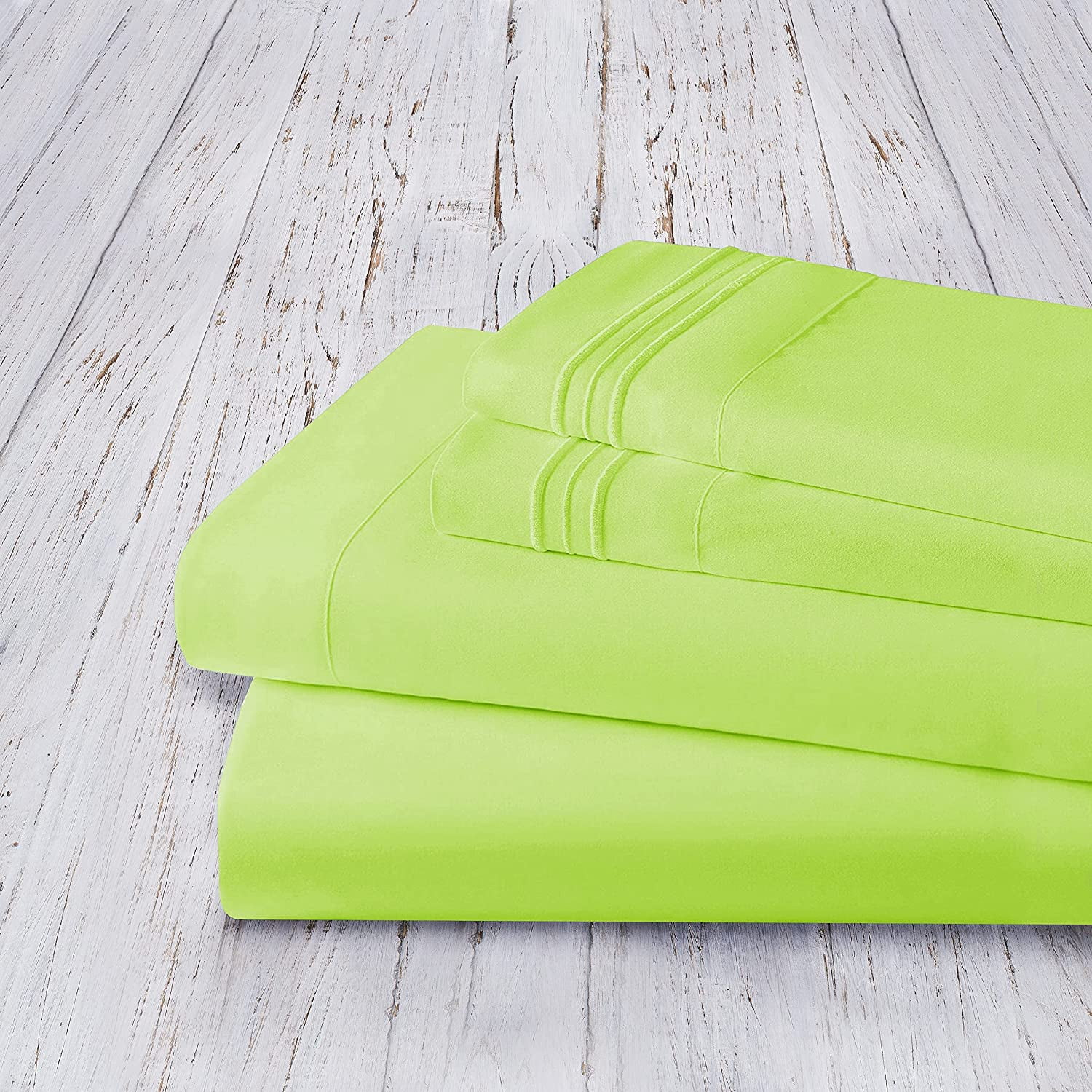 Bed Sheet Set - Brushed Microfiber Bedding - Bedding Sheets & Pillowcases - Deep Pockets - Easy Fit - Breathable & Cooling Sheets, Queen, Lime
