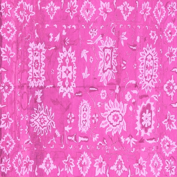 Ahgly Company Indoor Square Abstract Pink Modern Area Rugs, 8' Square