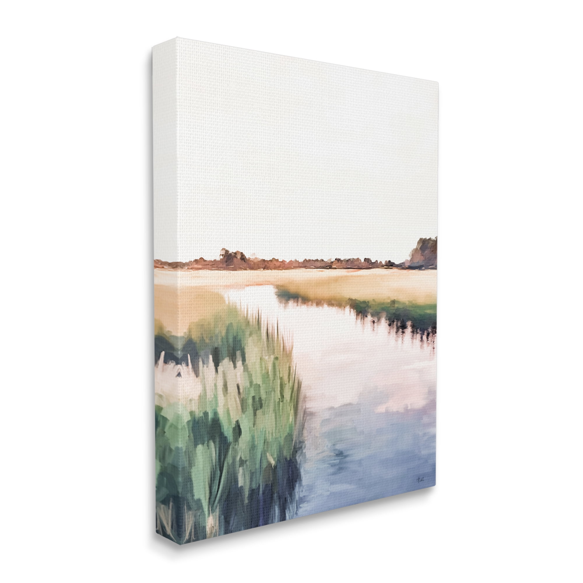 Stupell Industries Rural River Horizon Nature Painting Gallery Wrapped Canvas Print Wall Art, 36 x 48