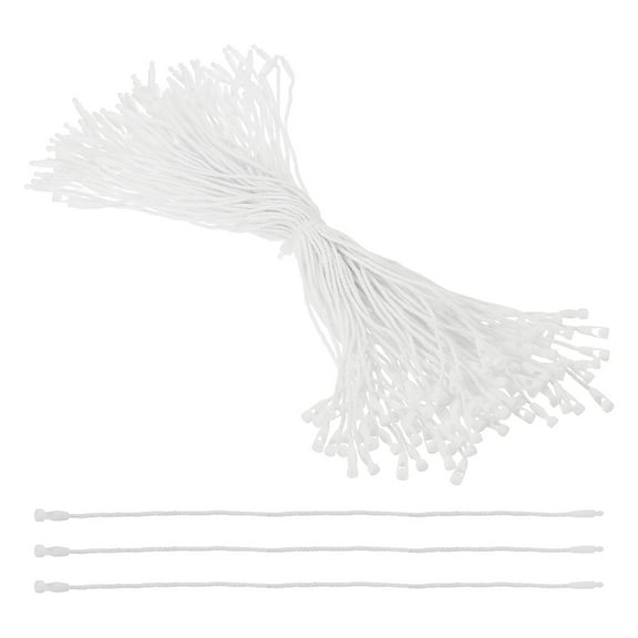100 Pcs Cotton Hang Tag String, 8 Inch White Snap Lock Pins Loop Fastener Price Tag Ties for Clothes Shoes Luggage