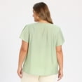 thumbnail image 3 of DARING DIVA Women's Plus V Neck and Ruffle Sleeve Casual Summer Wear 1X Light Green, 3 of 6