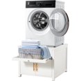 thumbnail image 1 of YODOLLA Piédestal à Lessive avec Tablette Coulissante, Support de Laveuse et Sécheuse Capacité de 700 Lb avec Rangement et Drainage, Blanc, 1 of 10