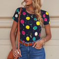 thumbnail image 6 of Rocae Colorful Ping Pong Rackets for One Piece Round Neck Short Sleeve Bodysuits for Women Casual Basic Bodysuit Daily Jumpsuit T Shirts-Medium, 6 of 7
