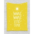 thumbnail image 1 of Saying Tapestry, Doodled Bursting Pointy Stars Crescent Moon Twinkle Little Stars Message, Wall Hanging for Bedroom Living Room Dorm Decor, 60W X 80L Inches, Yellow White, by Ambesonne, 1 of 2