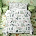 thumbnail image 2 of Manfei Dreamy Watercolor Dino Animals Twin Quilt Set,Cute Floral Twin Coverlet Set,White Gray,2 Pieces,1 Bedspread and 1 Pillowcase, 2 of 7