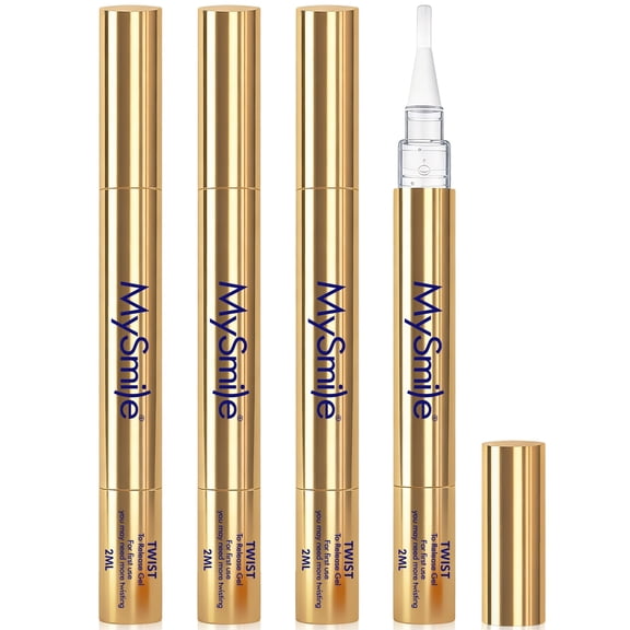 MySmile Premium Gold 35%CP Teeth Whitening Pen for Sensitive Teeth, Enamel Safe, 4pcs 2ml Carbamide Peroxide Teeth Whitening Gel Refills, Removes Years of Coffee, Tea, Wine, Tooth Stains