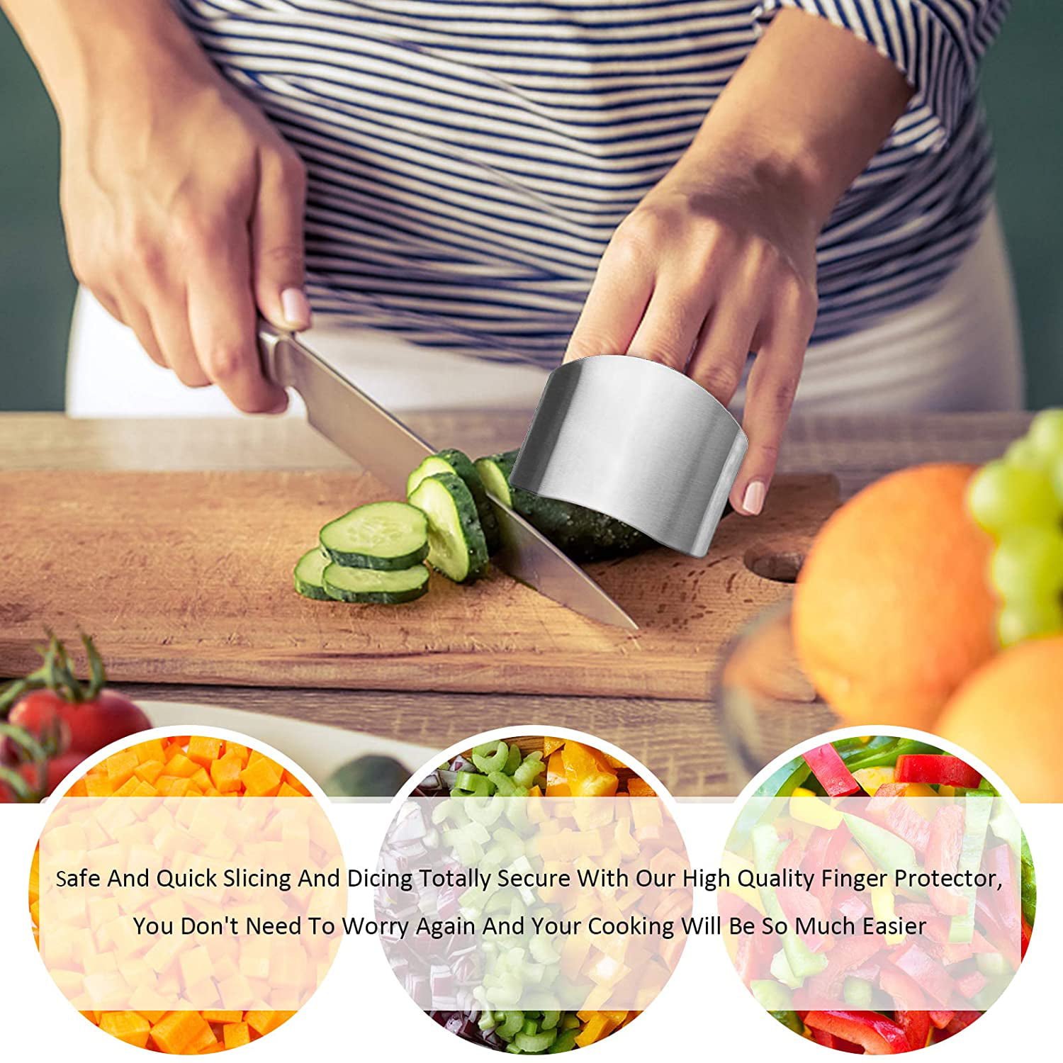 Stainless Steel Finger Guard, 2023 New Finger Protector for Cutting Food,  Premium Slicing Tool Finger Protector Finger Protectors when Cutting