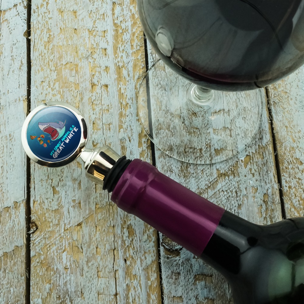My Spirit Animal is a Great White Shark Who'll Eat Anything Funny Wine Bottle Stopper - image 3 of 8