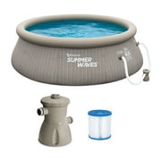 Summer Waves 10ft x 36in Quick Set Ring Above Ground Pool, Gray Basketweave