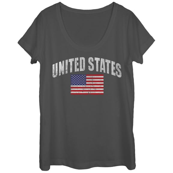 Women's Lost Gods Classic USA Flag  Scoop Neck Charcoal 2X Large