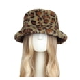thumbnail image 6 of Yuanlong Womens Bucket Hat Fuzzy Leopard Print Plush Warm Winter Hat Wide Brim Windproof Retro Stylish Streetwear Headwear, 6 of 6