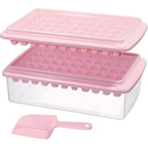 2 Pack Ice Cube Tray with Lid and Bin for Freezer, Easy Release 55 Nugget Ice Tray with Cover, Storage Container, Scoop. Perfect Small Ice Cube Maker Tray & Mold. Flexable Durable Plastic, BPA Free