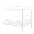 thumbnail image 6 of Metal House Bed Frame with Roof and Ladder, Full Size Low Loft Platform Bed Frame with Full-Length Guardrails and Slatted Support for Kids Teens Boys and Girls, No Box Spring Needed, White, 6 of 7