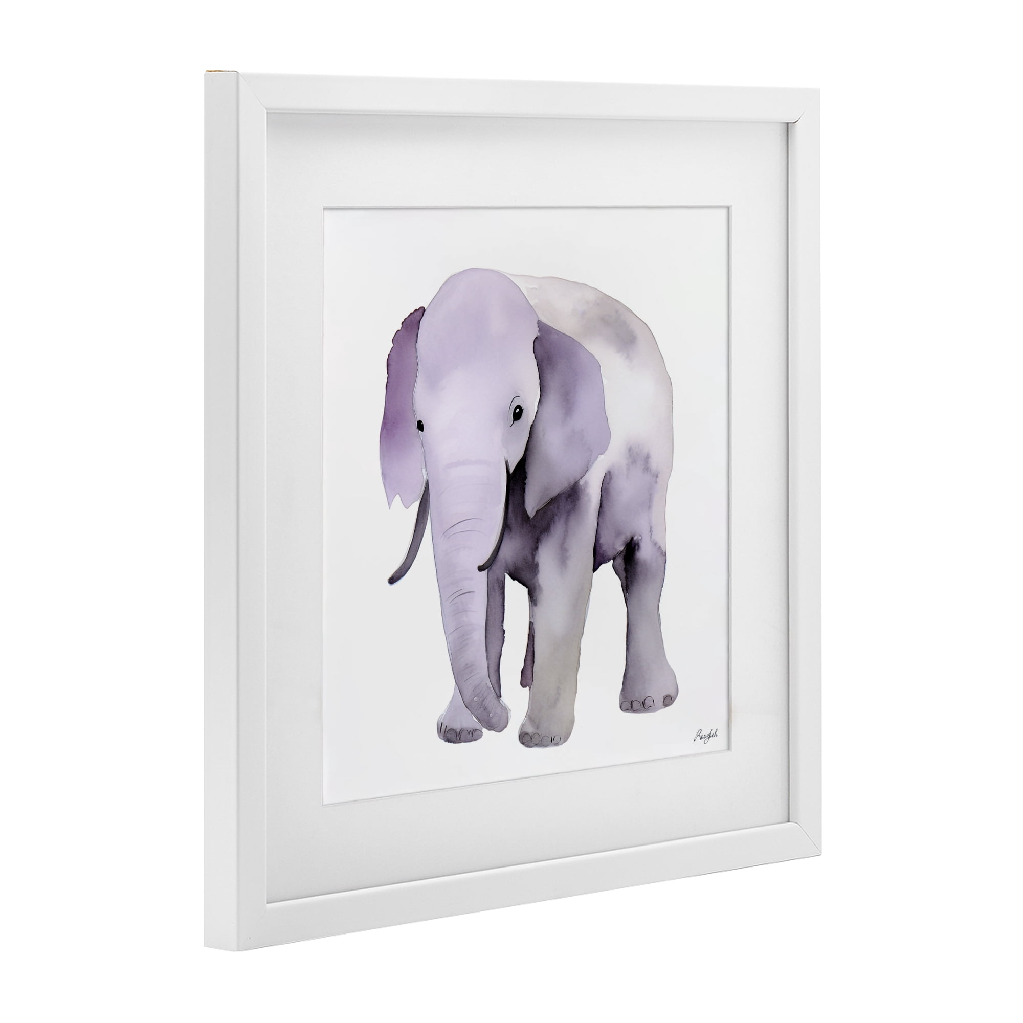 Stupell Industries Kid's Minimal Elephant White Framed Print Under Glass, design by Roozbeh