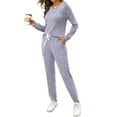 thumbnail image 4 of MOSHU Two Piece Womens Pajama Sets Button Down Shirts and Drawstring Pants with Pockets Solid Lounge Sets for Women, 4 of 10