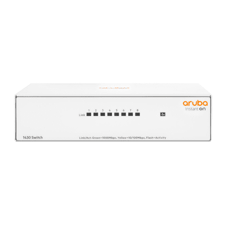 UPC: 0190017601564 | Aruba Instant On 1430 8-Port Gb Unmanaged Switch | 8X 1G Ports | Fanless | US Cord (R8R45A#ABA)