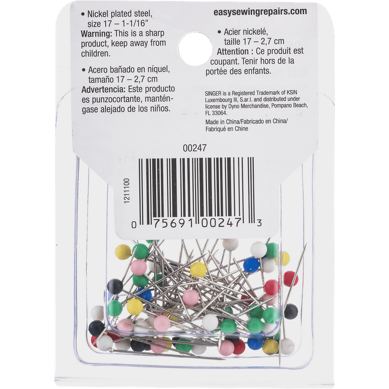  SINGER 00247 Ball Head Straight Pins, Size 17, 65-Count