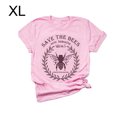 thumbnail image 1 of T-shirt Femme Lettre Manches Courtes Haut T-shirt Fille Tee Court Col Rond Blouse d'Été, Rose, TG, 1 of 7
