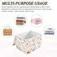 thumbnail image 6 of Yayeee Collapsible Cube Storage Bin with Lid Fabric Closet Decorative Basket with Handles, Orange Watercolor Seashells, 6 of 7