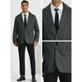 thumbnail image 4 of Unique Bargains Men's Stripes Single Breasted Business Color Block Sports Coat Blazers 2XL Black White, 4 of 6