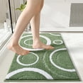 thumbnail image 3 of FUDAKUNA Soft Microfiber Bath Rug Non-Slip Absorbent 20 x 32inch Comfortable Plush Green White Bathroom Mats Washable, 3 of 8