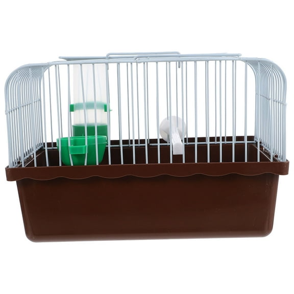 FRCOLOR Portable Bird Cage with Waterer and Food Box Spacious Travel Carrier for Birds Metal Bird Travel Cage