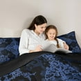 thumbnail image 4 of Manfei Baroque Floral 7 Pieces Bedding Comforter Set,Vintage Gothic Theme Full Bedding Set,Blue Black Fitted Sheet Flat Sheet For Boys Kids,Super Cozy Room Decor Reversible, 4 of 8