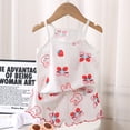 thumbnail image 2 of Bainana Toddler Girls 2 Pieces Sleep Outfit Set Cartoon Print Sleeveless Suspender Tank Tops And Shorts Set Soft Leisure Little Girls Summer Play Casual Wear Size 6-12 Months Watermelon Red, 2 of 3