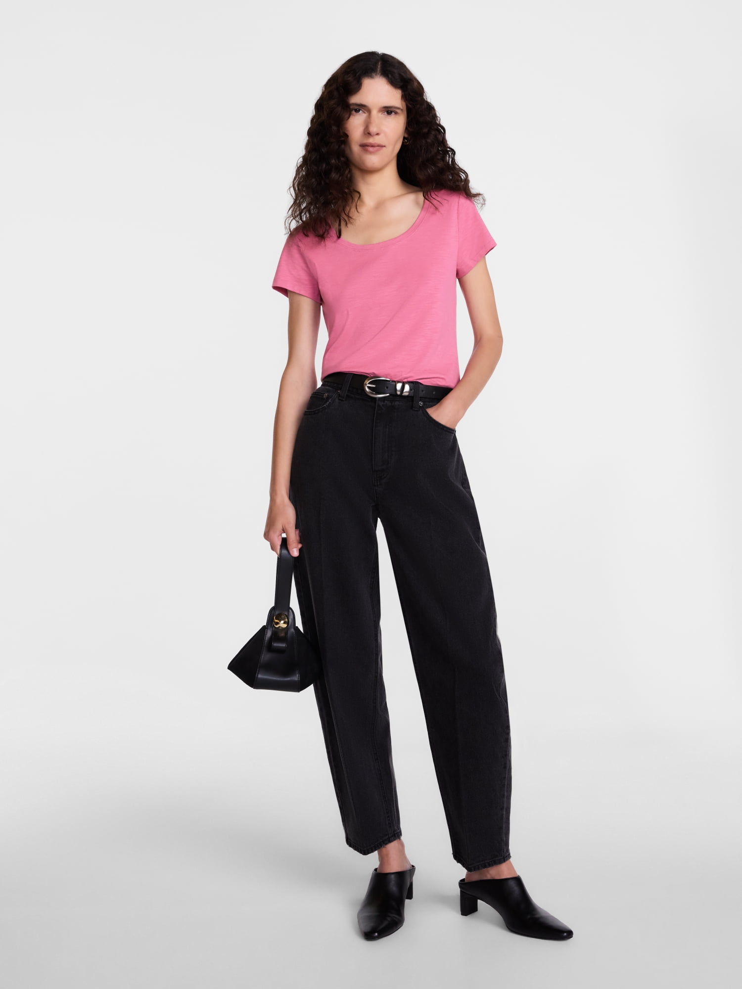 Scenario Women's Scoop Neck Tee with Cap Sleeves, Sizes XS-XXXL