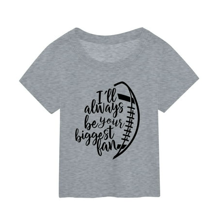 Tfken Girls Tshirts For Summer Short Sleeve Crew Neck Letter Print Tops Trendy Casual Teen Comfortable Shirts Gray Size 9-10 Years
