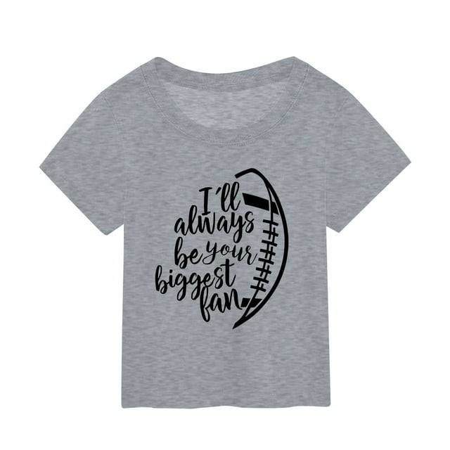 WEIYLL Girls T-Shirts Football Fans Sports Lovers Summer Rugby Letter Printing Short Sleeve Child Tee Tops for 5-6 Years