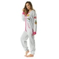 thumbnail image 3 of 6438-TRQ-XS #followme Adult Onesie Pajamas Jumpsuit (Grey / Fuchsia with patches, X-Small), 3 of 5
