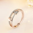 thumbnail image 2 of Opolski Women's Fashion Rhinestone Inlaid Double Hearts Open Ended Ring Jewelry Gift, 2 of 7