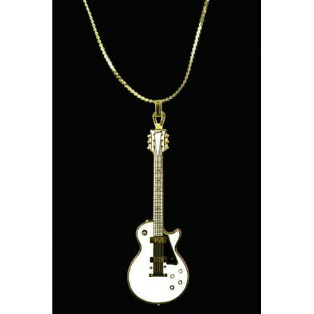 Les Paul Electric Guitar Necklace - Gold and White
