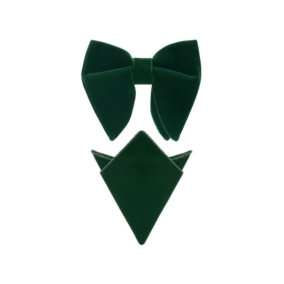 INSPIRAR CHIC Conjunto de Corbatas de Moño Ajustables de Color Sólido con Pañuelo de Terciopelo para Hombre Verde Oscuro Talla Única