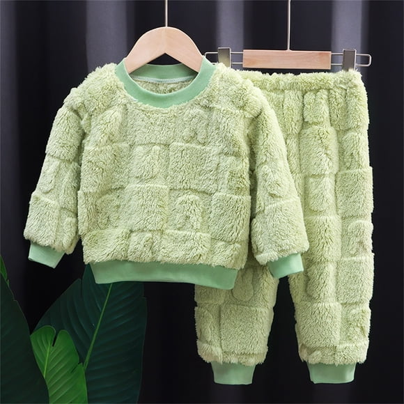 YUTK Ensemble de Pyjama pour Enfant Bébé, Ensemble à Manches Longues avec Capuchon Chandail Poche Col Rond Chandail Pantalon Long Ensemble Haut et Pantalon Ensemble Deux Pièces Liquidation Vert