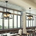 thumbnail image 3 of 16"" Black Industrial 4-Light Pendant Chandelier, Modern Iron Cage Design, Adjustable Hanging Farmhouse Light for Dining Room, Kitchen, Living Room (No Bulbs), 3 of 9