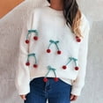thumbnail image 2 of Kilaqueen Loose Fitness Oversized Sweaters for Women Cute 3D Cherry Fall Sweaters Trendy Going Out Tunic Tops Stretchy Comfy Fall Winter Warm Outfits, 2 of 7