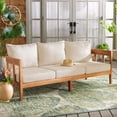 thumbnail image 2 of SAFAVIEH Owen Teak Wood Outdoor Sofa, Natural/Taupe, 2 of 11