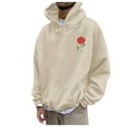 thumbnail image 3 of CONFREE Mens Hoodie Rose Prints Hoodies For Men Graphic Long Sleeve Casual Pullover Hooded Sweatshirts With Pockets, 3 of 8