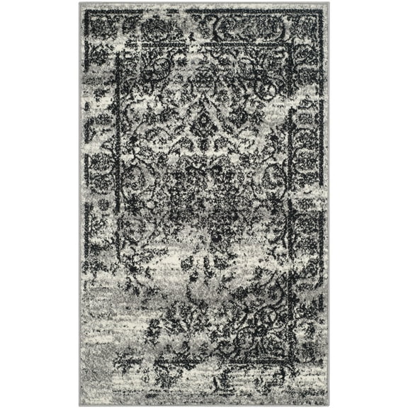 SAFAVIEH Adirondack Zoey Distressed Area Rug, Silver/Black, 3' x 5'