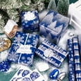 thumbnail image 3 of LeZakaa Christmas Wrapping Paper Bundle -Mini Roll with Bow, Ribbon, Sticker, Gift Tag -Navy with Silver Foil Design with Snowy Woodland Scenes/Snowflake/Tree-17x120 inches-3 Rolls (42.5sq.ft.ttl.), 3 of 14
